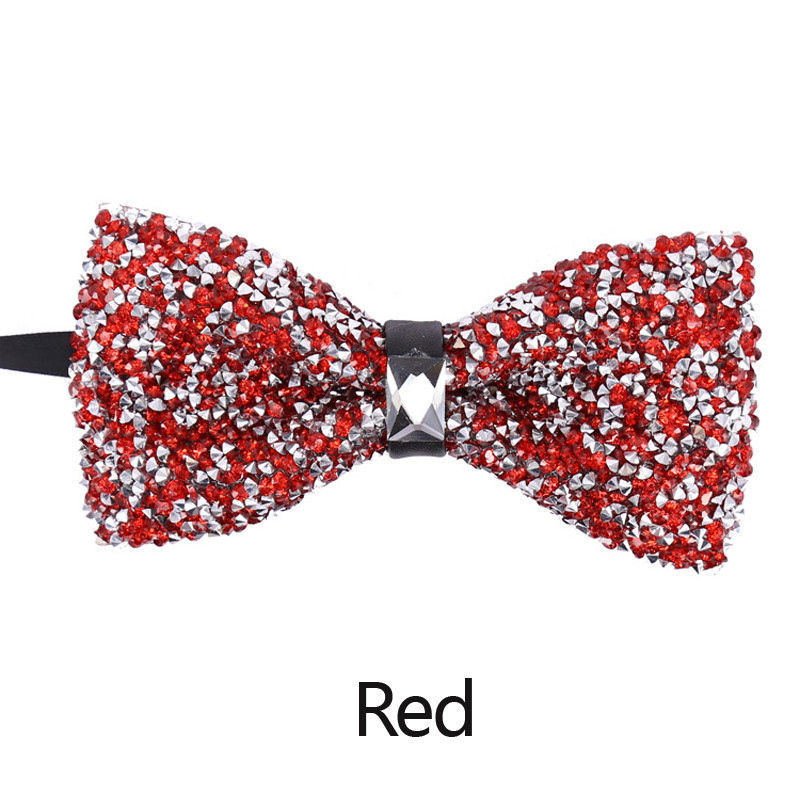 Pajarita de diamantes para hombre, lazo con cuello de cristal brillante, lazo de lujo para boda, banquete, , nudo de mariposa ostentoso, corbatas de novio: 7