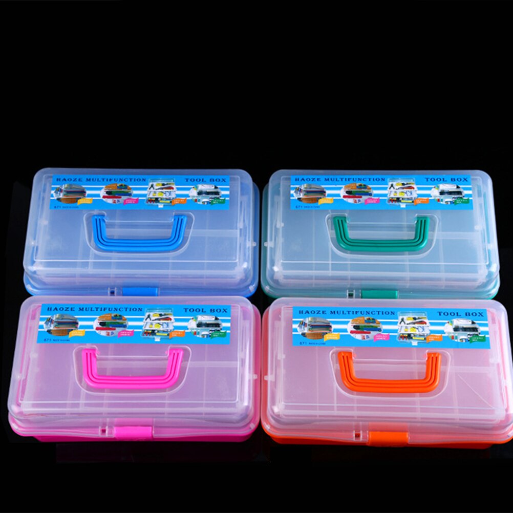 Multifunction Box Storage Hand Box Portable Organizer Case with 3 Layers (Blue)