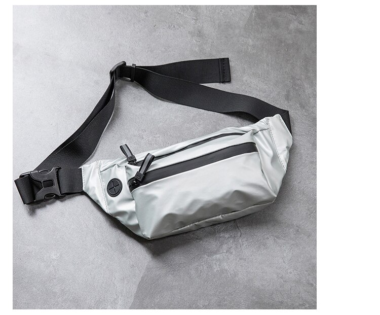 Waterproof Men Waist Bag Fanny Pack Running Chest Bag Unisex Sling Crossbody Bag Casual Hip Belt Bag Women Waist Packs: Silver