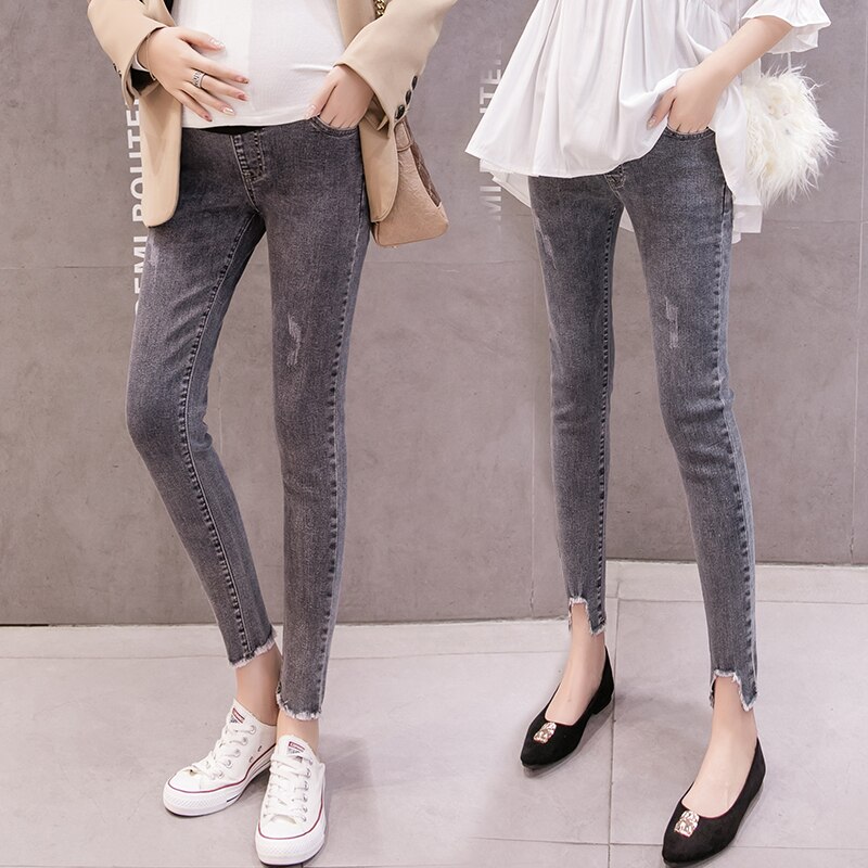 Jean slim pour femme enceinte et femme | En coton, à ourlet irrégulier, pantalon de bureau,