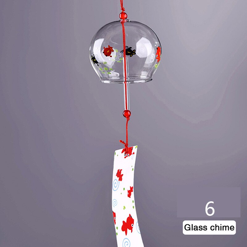 Campana de viento japonesa, carillón de viento japonés de cristal hecho a mano, decoración para el hogar, Spa, cocina, decoración de oficina, 1 ud.: 6