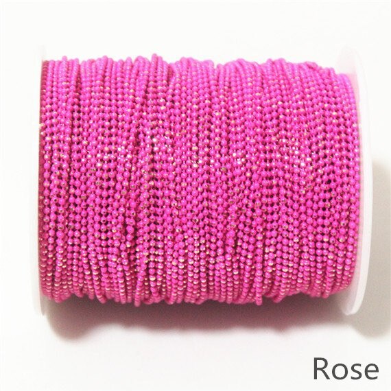 5Meters Ball Shimmer Chain On Brass, 21Colors,1.5mm Bracelet Necklace Ball Chain,Tassel Chain,Anti-Tarnihs, Top: rose (Y4)
