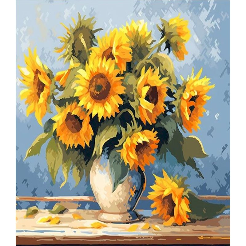 PhotoCustom Sunflower 60X75cm DIY Painting By Numbers Flowers Oil Paint By Numbers On Canvas Frameless Digital Painting Number K: light green / 30x40cm