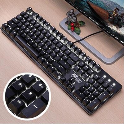 104 Keys Retro Steam Punk Gaming White Light Mechanical Keyboard Round Keycap LED Illuminate Glowing Backlight USB Wired Gamer
