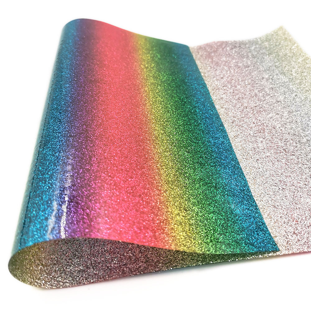 Schillernden Regenbogen Feine Glitter Stoff Sparkle Faux Leder Vinyl Handwerk Nähen Material Bögen, Der Decor DIY