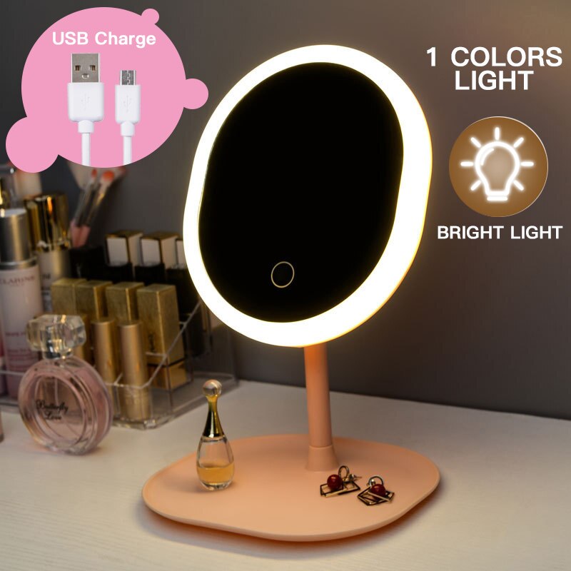 Maquillaje espejo de maquillaje espejo con luz Natural blanca luz del día tocador espejo led desmontable Base de almacenamiento Led Lustro espejo aumento: 1 color A