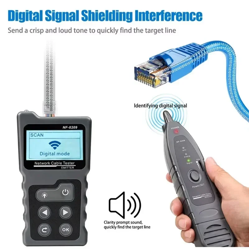 Noyafa NF-8209-WIREMAP Network Cable Tester LCD Display Cable Tracker Measure Length Wiremap Tester Poe Checker Network Tools