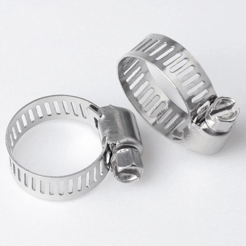 10pcs Stainless Steel Adjustable Drive Hose Clamp Fuel Line Worm Size Clip Hoop Hose Clamps