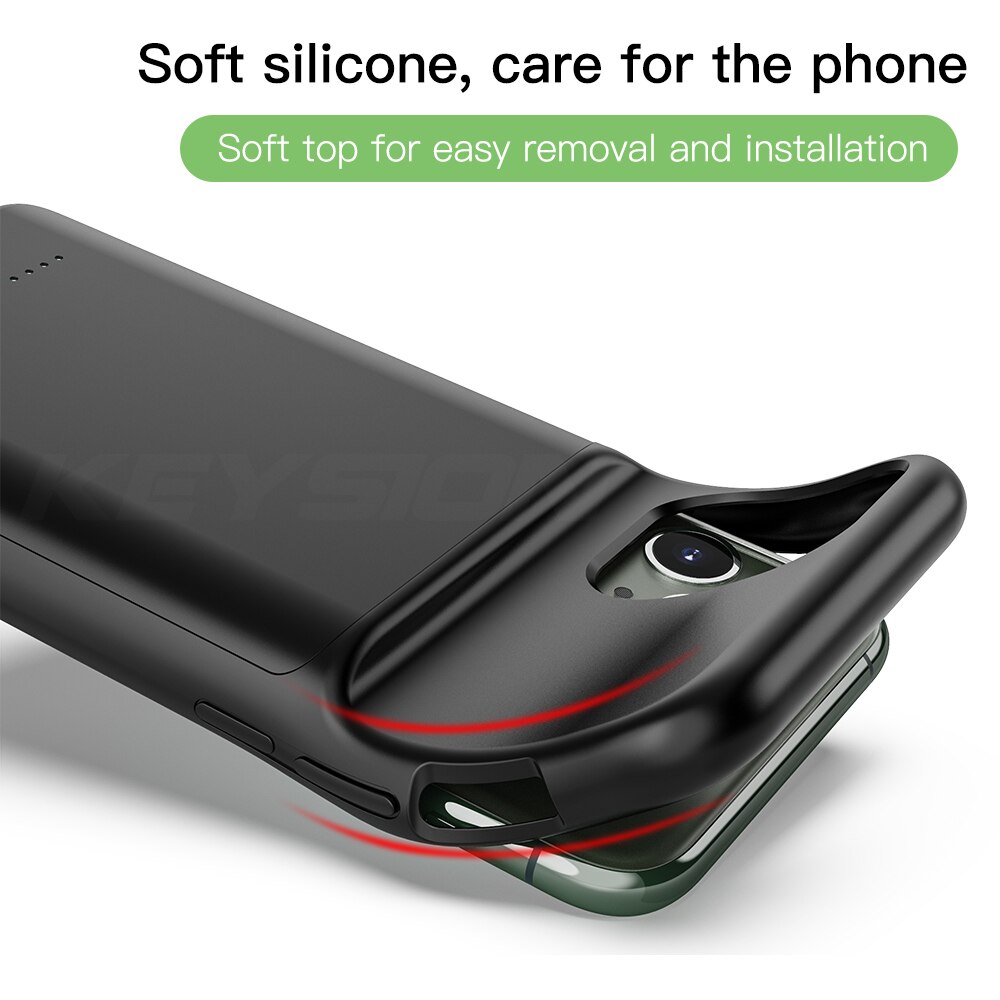 KEYSION-funda de batería para iPhone 11 Pro, 11 Pro Max, cargador de batería con música/sincronización, cargador de batería para iPhone X, Xs, Max, XR