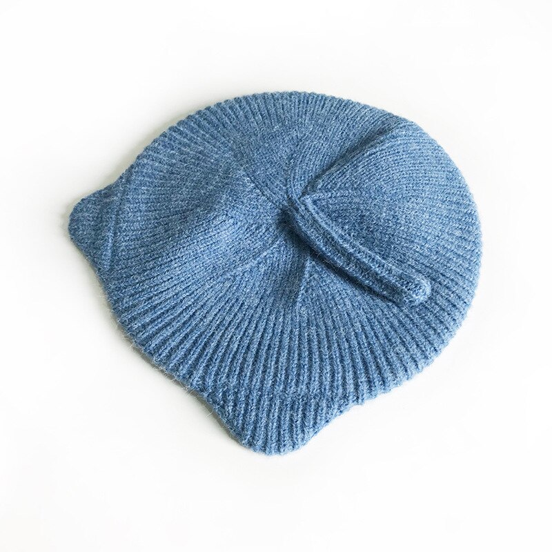 Children Baby Beret Hat Cap for Boys Girls Arrivals Cat Ears Winter Warm Toddler Kids Hat Woolen Knitted Cap: Blue