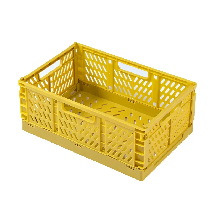Folding Collapsible Plastic Storage Crate Box Stackable Home Kitchen Warehouse Storage Baskets Box S L XL: XXL / black