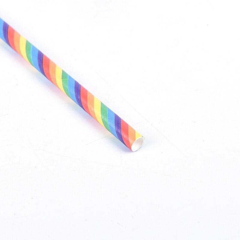 25 Stks/pak Straw Rainbow Rietjes Afbreekbaar Milieu Wegwerp Bar Diner Huishoudelijke Papier Rietjes Party Bar Supplies