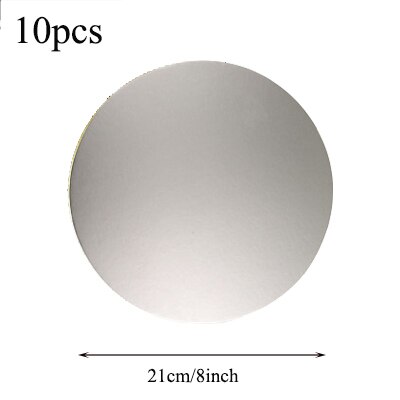 10pcs Cake Base Plate Board Round Cake Circle Cardboard Cake Drums Turntable Tiramisu, Mousse Cake, Cheesecake, Snack: 21cm silver