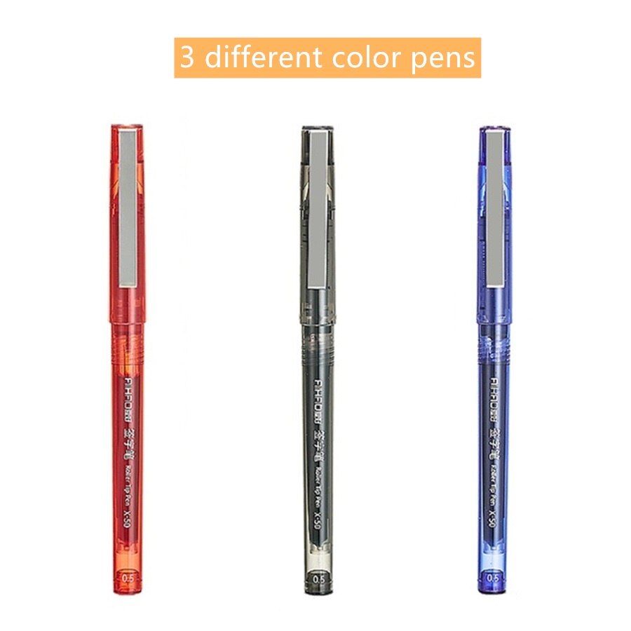 3pcs Transparent Roller Ball Tip Pen 0.5mm Ballpoint Pens for Writing Signature Stationery Office Tools School Supplies A6657: 3 color mix