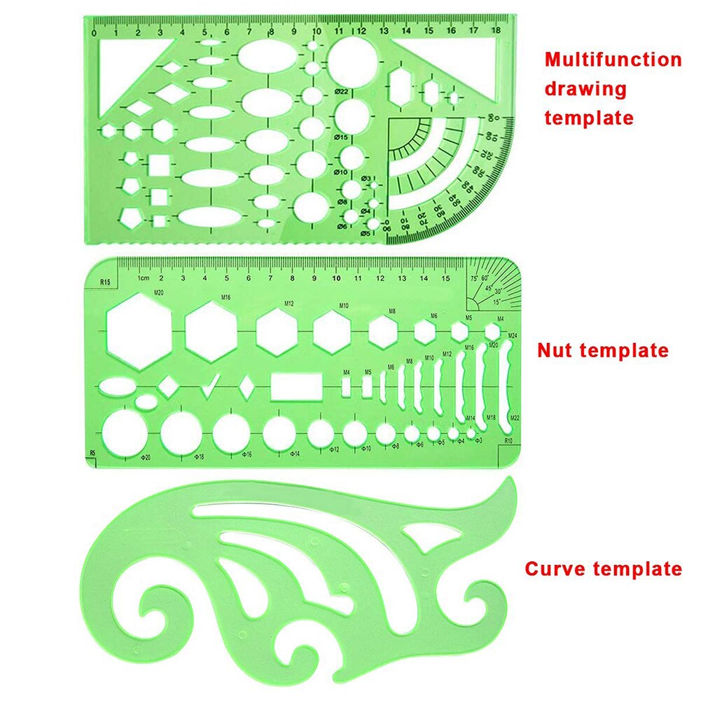11 Pcs Rulers Practical Math Drawings Templates Measuring Work School Geometry Stencils Set Multifunction Learn Architecture