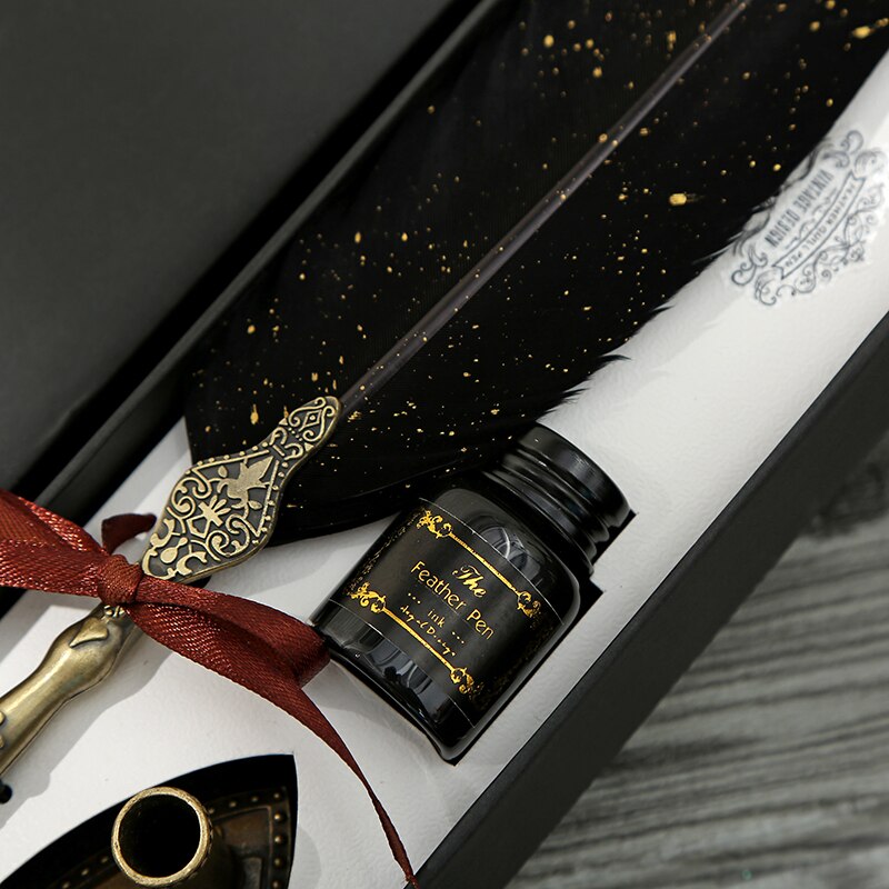 Calligrap anglais plume stylo ensemble Vintage publicité encre stylo Dip eau métal stylo plume ensemble anniversaire boîte 2/5 plumes