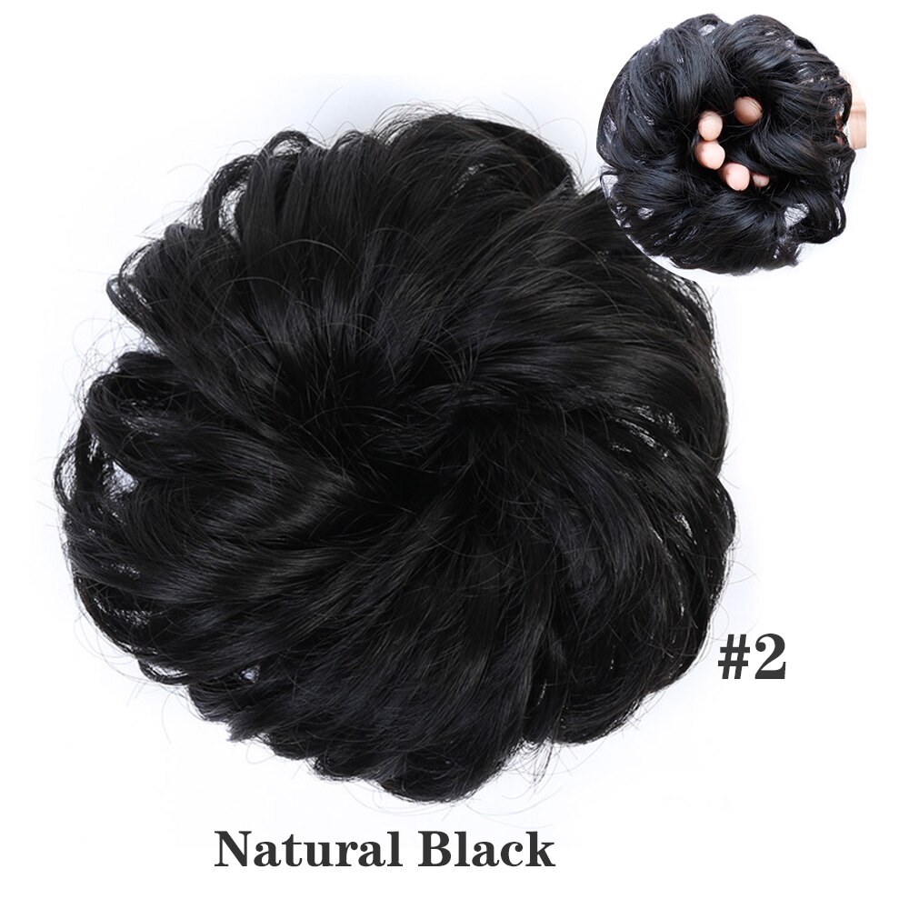 LiangMo Synthetic Hair Bun Extensions Messy Hair Scrunchies Hair Chignon Pieces for Women Hair Donut Updo Ponytail: Black