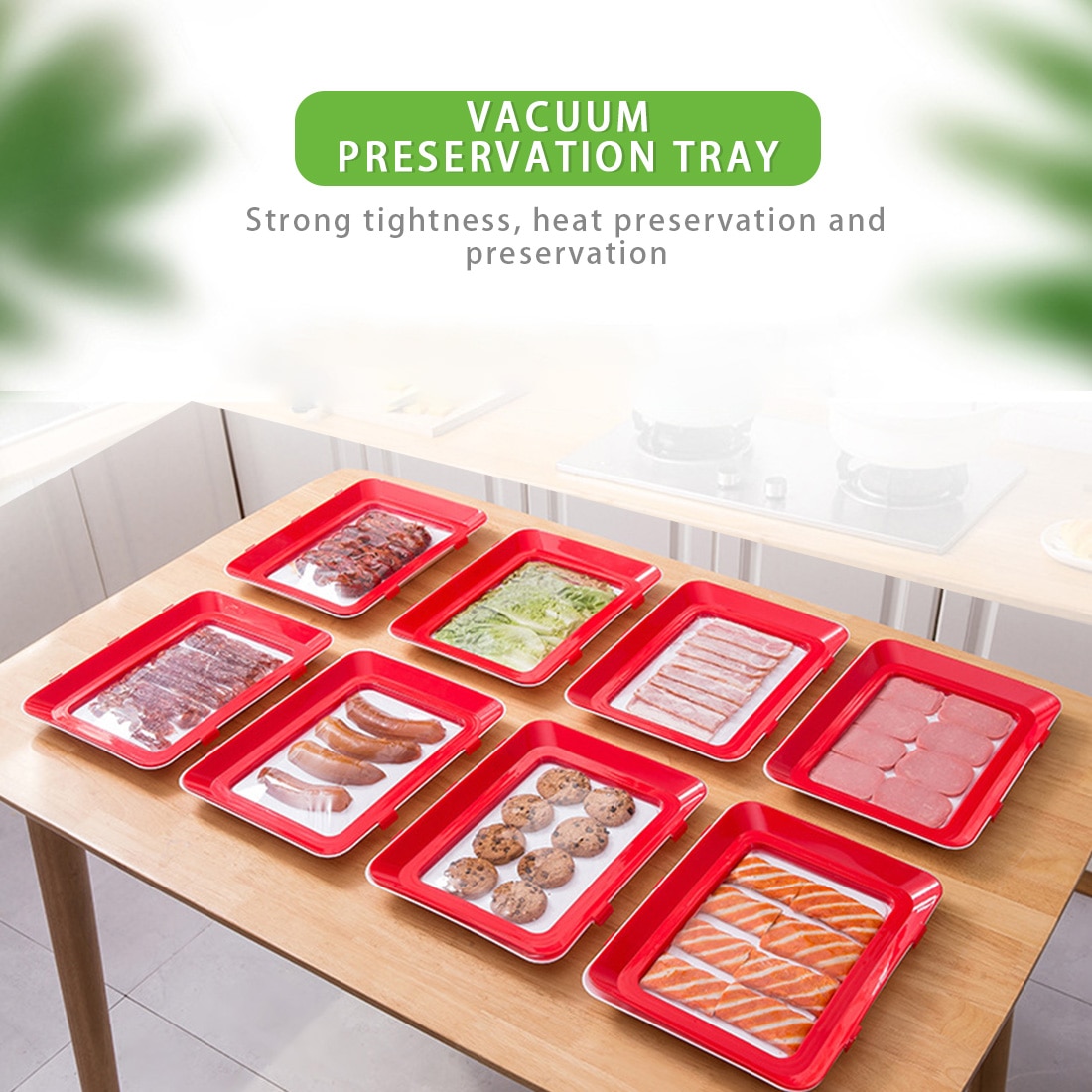 8PCS Food Preservation Tray Stackable Food Fresh Tray Magic Elastic Fresh Tray Reusable Food Storage Container