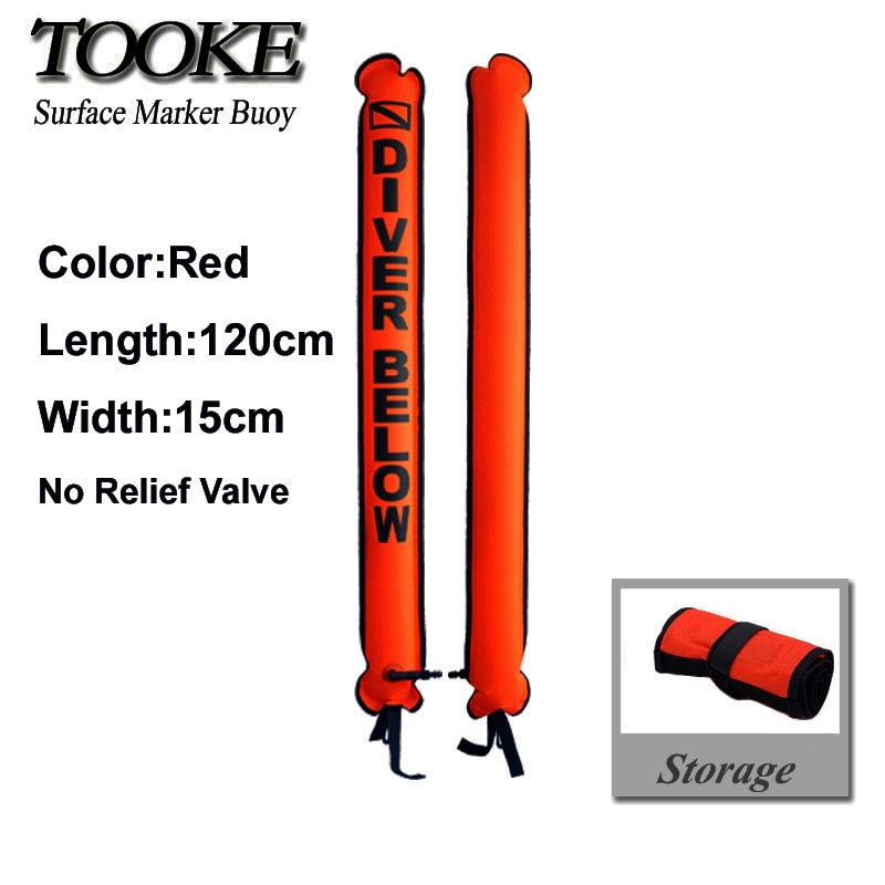 120Cm Lengte 15Cm Breedte Duiken Oppervlak Marker Boei Smb Onderwater Veiligheid Signaal Boei Float Opblaasbare Buis Worst