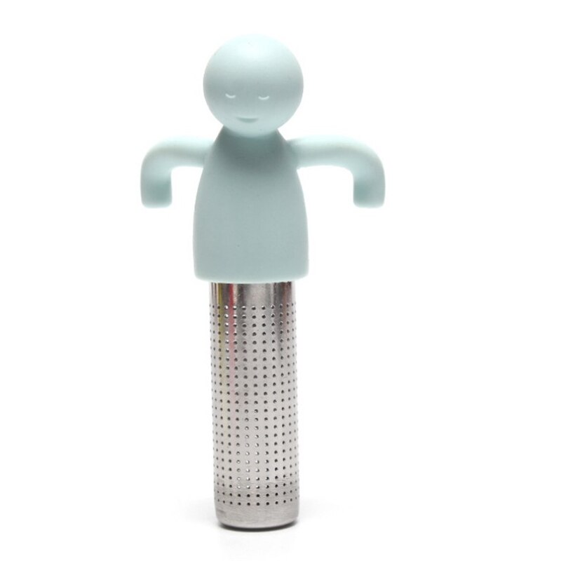 Silicone Human-Vormige Theezeefje Rvs 304 Thee Lek Fda Siliconen Thee Maker Herbruikbare Thee-ei Thee filter: Blauw