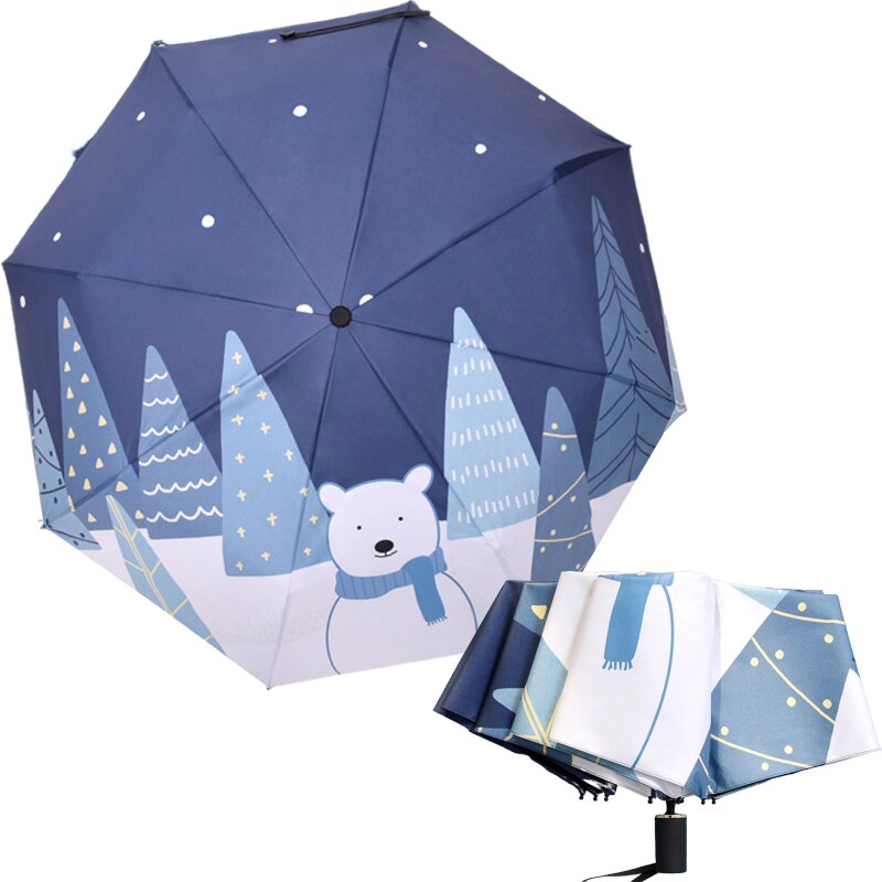 Folding Umbrella Rain Women Cartoon Umbrella Kids Boys Anti UV Teens Girls Sun Umbrella UPF 50+ Students Travel Parasol