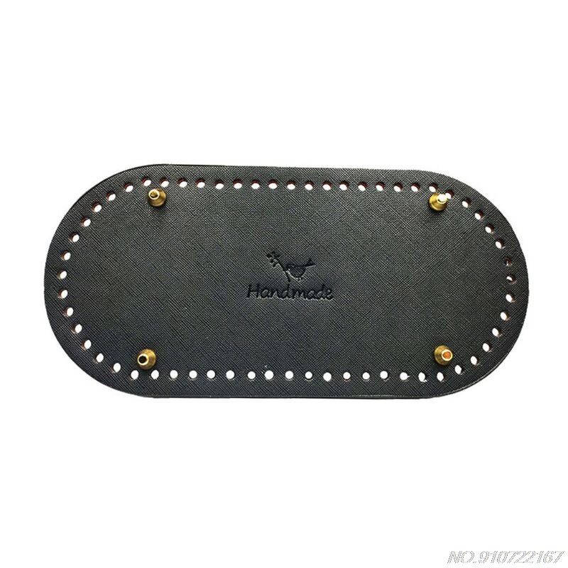 Lederen Bottom Base Met Voorgeboorde Gaten Voor Breien Diy Purse Handtas Schoudertas N27 20: black