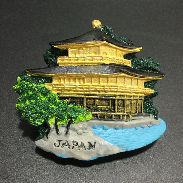 Japan Landscape Fujiyama Fridge Magnet Kitchen Home Decor Resin Tokyo Japanese Kimono Refrigerator stickers magnets Souvenirs C3: Gold Pavilion Temple