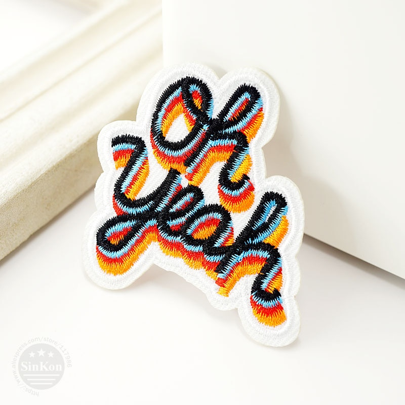 Oh yeah (Size:6.0x6.5cm) Cloth Patch Badges Mend Decorate Patch Jeans Bag Hat Clothes Apparel Sewing Decoration Applique Patches