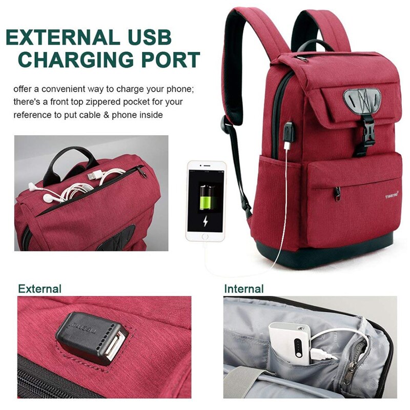 Tigernu multifuncional mochila feminina moda juventude feminino usb 15.6 polegada portátil mochila mochila mochilas para adolescentes meninas