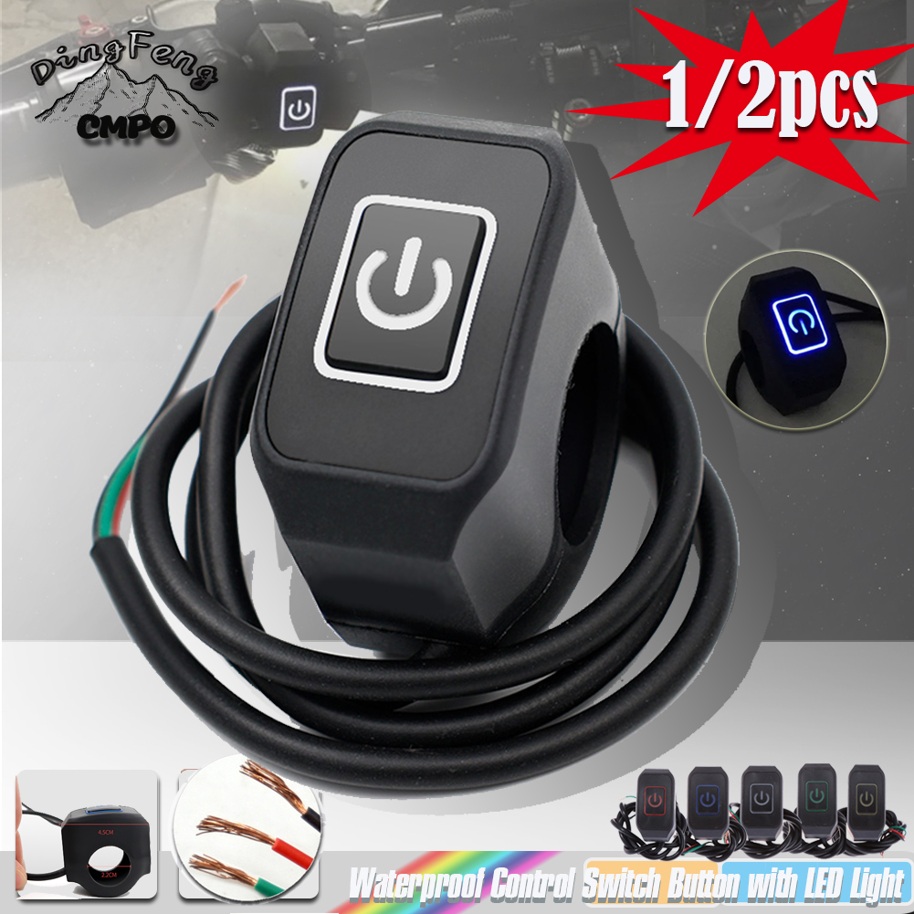 1/2 pièces interrupteur de guidon de moto avec bouton momentané de lumière LED pour électrique Star Kill bouton de commutation de commande étanche 22mm