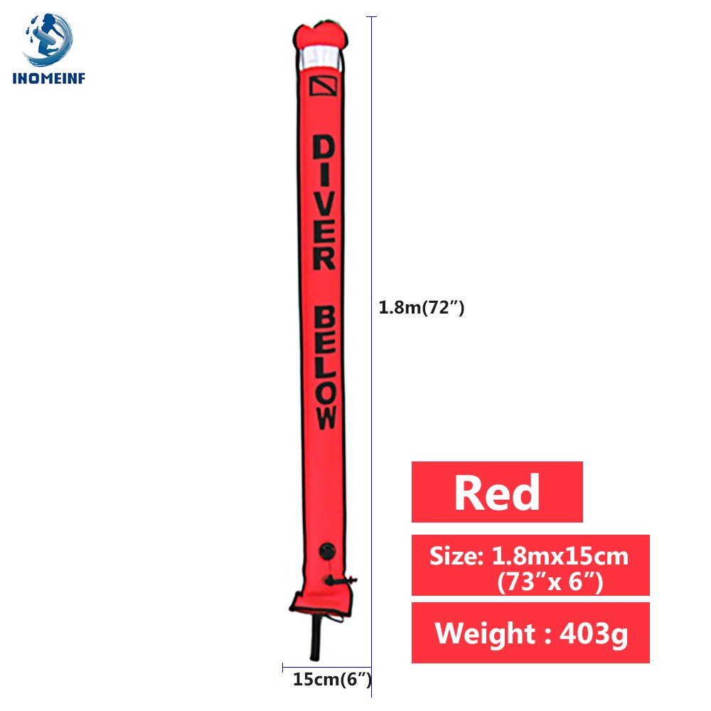 Oberflächenboje 1.5m 1.8m farbige tauchboje mit guter sichtbarkeit, aufblasbare sicherheitsboje für taucher, zubehör für tauchausrüstung: 1.8m 15cm rot