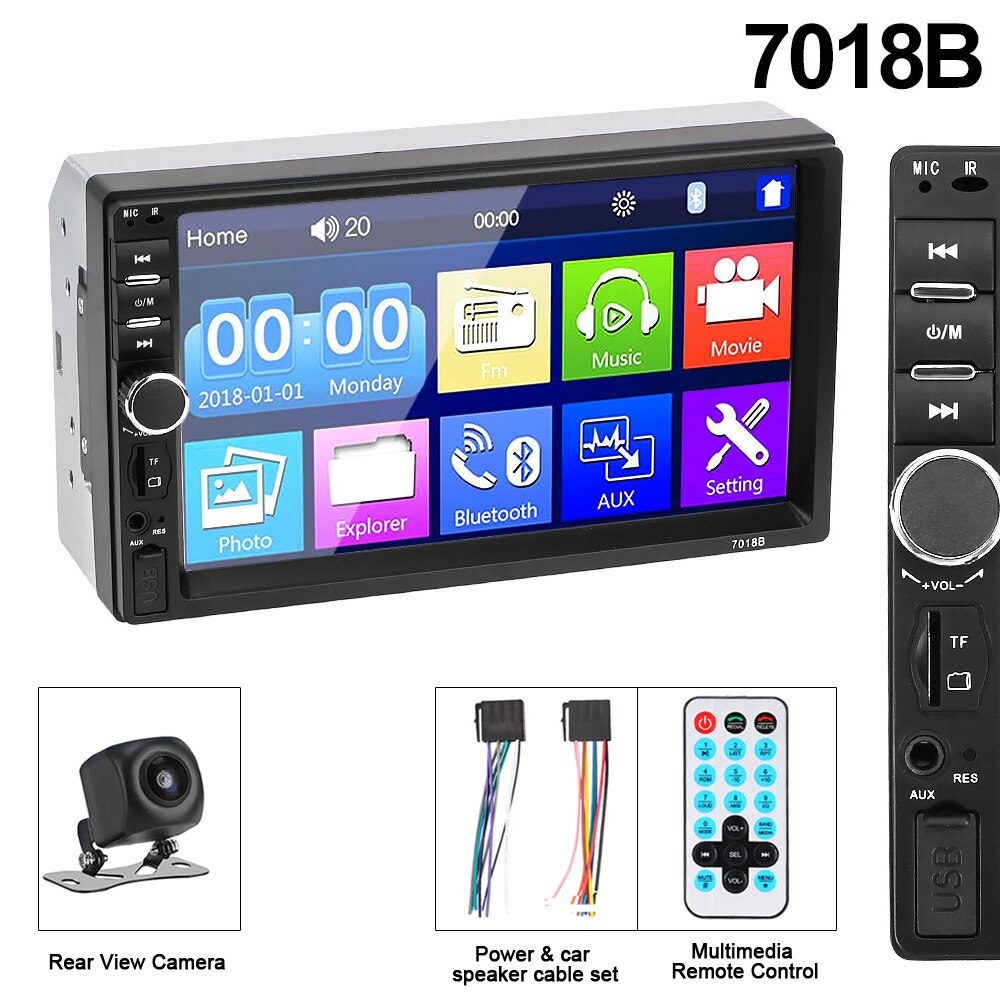 Bilradio 2 din  hd 7 " autoradio multimediaspelare 2 din pekskärm auto audio bilstereo  mp5 bluetooth usb tf fm kamera: 7018b med kam