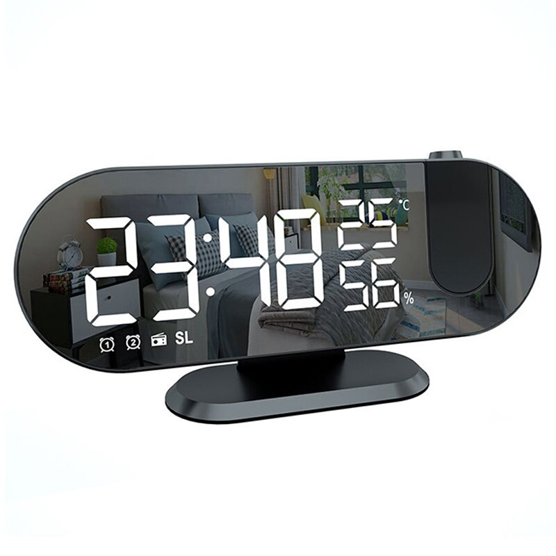 Reloj despertador Digital LED para mesa, relojes electrónicos de escritorio, Despertador con USB, Radio FM, proyector de tiempo, función de repetición: B1