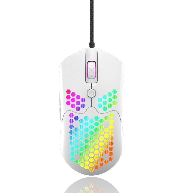 Wired Gaming Mouse 12000 Dpi 7 Button Honingraat Shell Rgb Lamp Backlit Muis Hoge Prestaties Optische Sensor Muis Voor Laptop pc: white