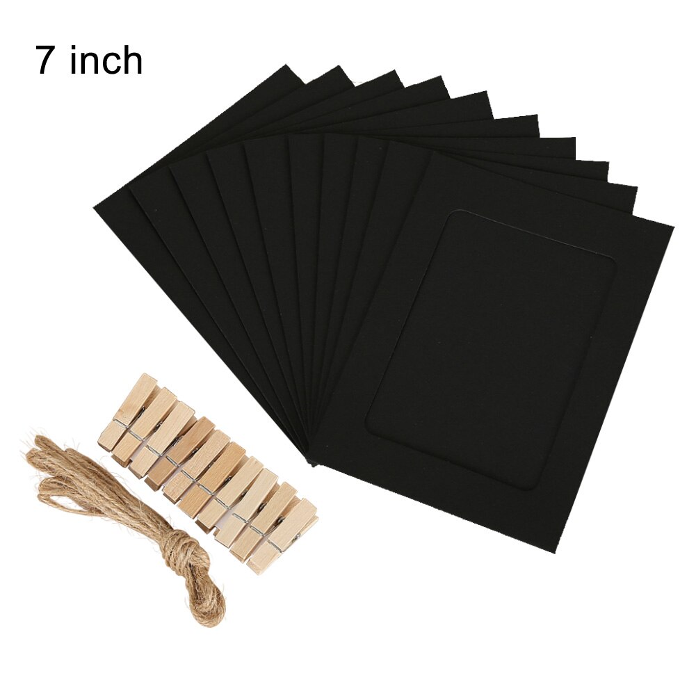 10Pcs/Set Hanging Photo Frame Birthday Party Booth Home Decor Photography Props material Paper: Black 7inch