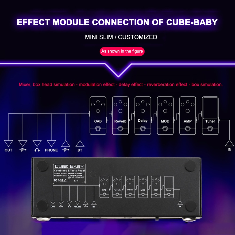 Pedal True Bypass Guitar Accessories Cube Baby Multifunctional Electric Guitar Effects Pedal Parts Battery Powered