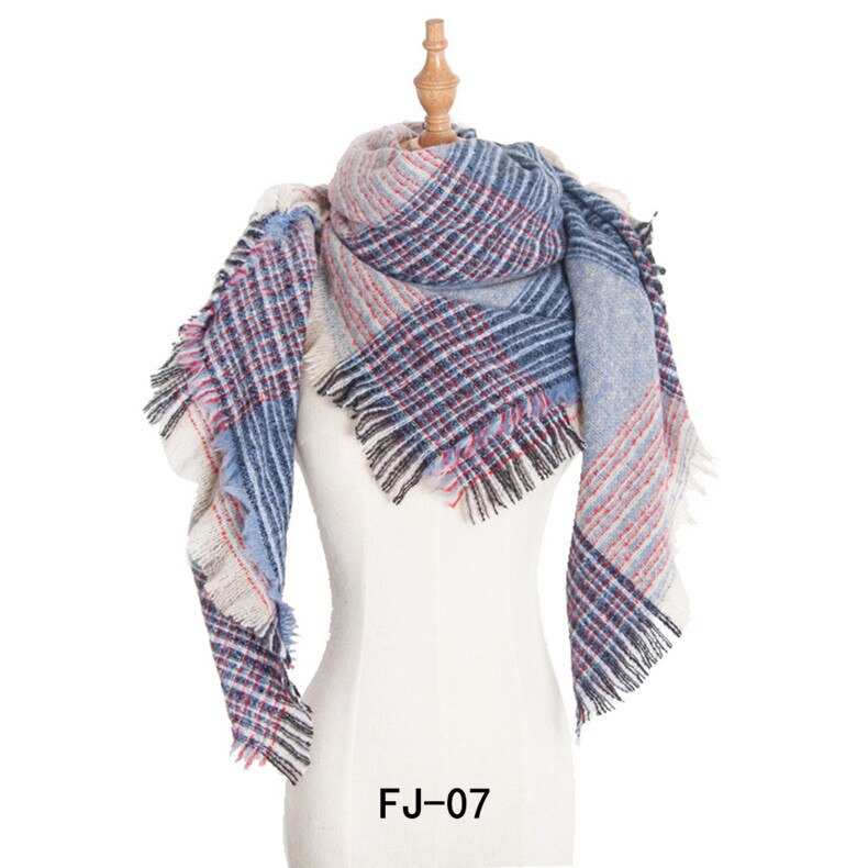 Women Winter Scarf Triangle Knitted Scarf Casual Ladies Plaid Pashmina Shawl and Wrap Female Foulard Scarves Echarpe Bufanda