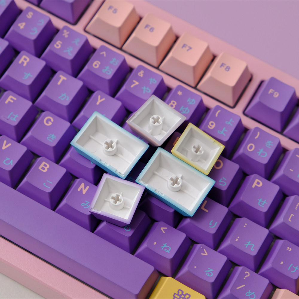 Purple Cherry Profile PBT Keycaps Candy Pixels Dye-Sub 150 Keys Split ANSI Big Set Key Caps For Mechanical Keyboard Wooting A75