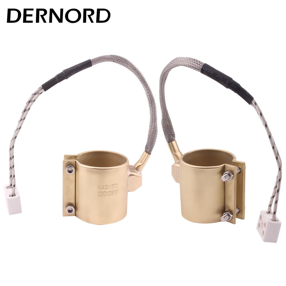 DERNORD 220v 280w / 130w 2pcs Electric Copper Barrel Brass Band Heater for Extruder: 280W ID42X50mm 2pcs