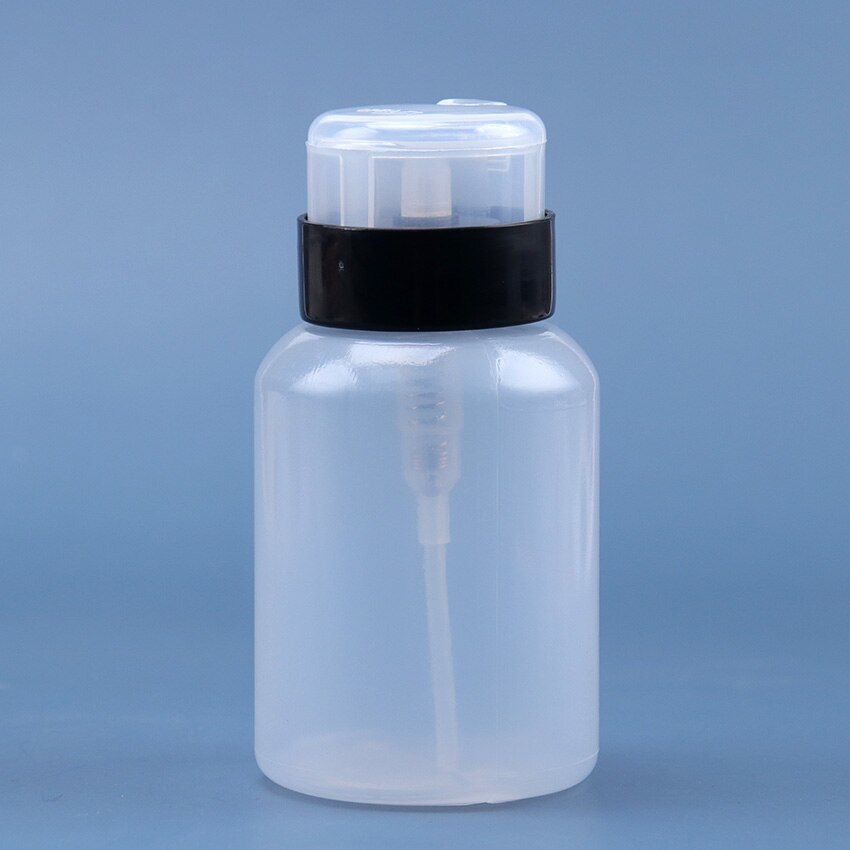Bouteille en plastique rechargeable pour dissolvant du vernis à ongles, pour enlever le vernis, pour alcool, maquillage, bouteille séparée pour pompes à pression et Art de manucure et de pédicure, pour nettoyer le Gel UV, 200ml: Black