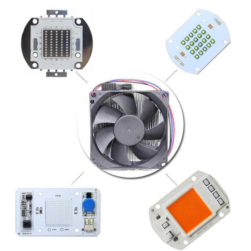 1 Set Aluminium plaat heatsink met 12 V ventilator voor high power led diy Aluminium Koellichaam Cooling Fan voor 50 w 100 w led