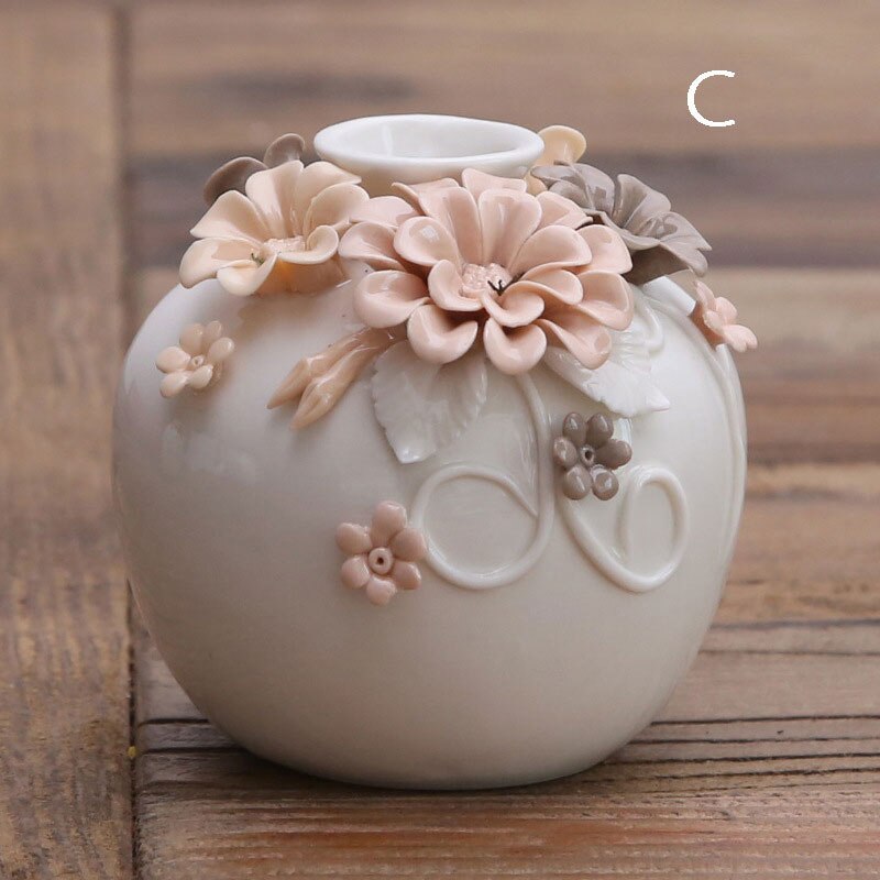 Handmade Art Collectibles Ceramic Flower Vases Small Porcelain Ornaments For Home Tabletop Kitchen Bathroom Vanity Decorations: Light Grey