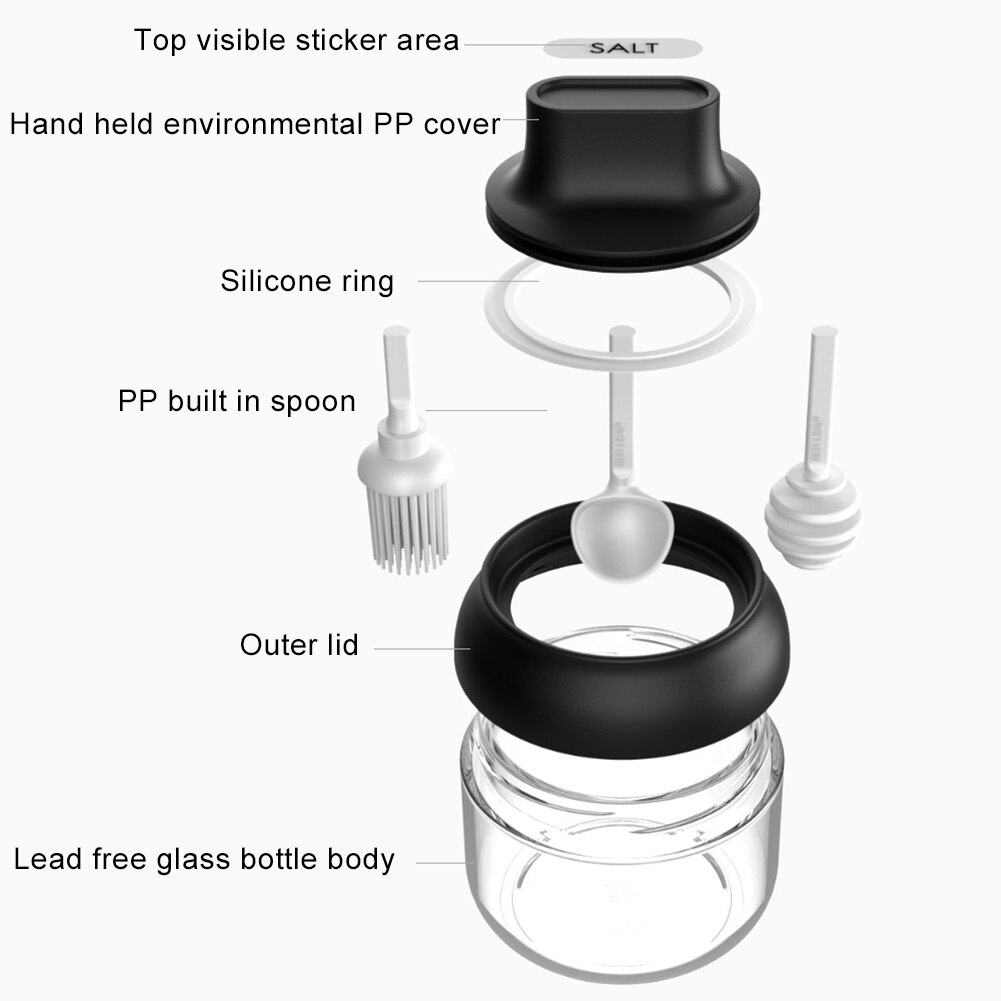 260 Ml Kruiden Jar Olie Honing Zout Spice Container Kruiderij Fles Met Lepel Met Prachtige Ambacht Het Heeft Gladde Zijden en Maïs