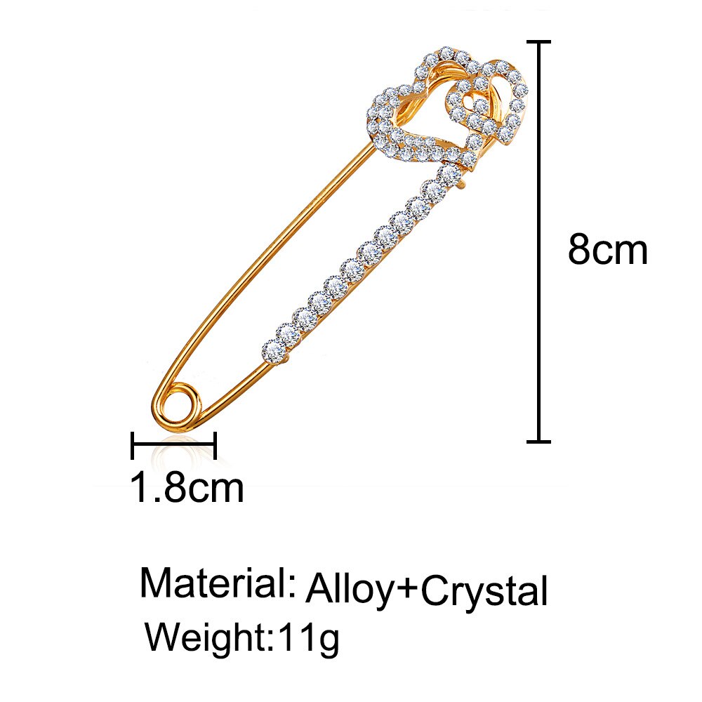 Broche à Double tête en Imitation de perles, Simple, grande broche, strass, couleur or, , Cardigan, vêtements, accessoires: A-09