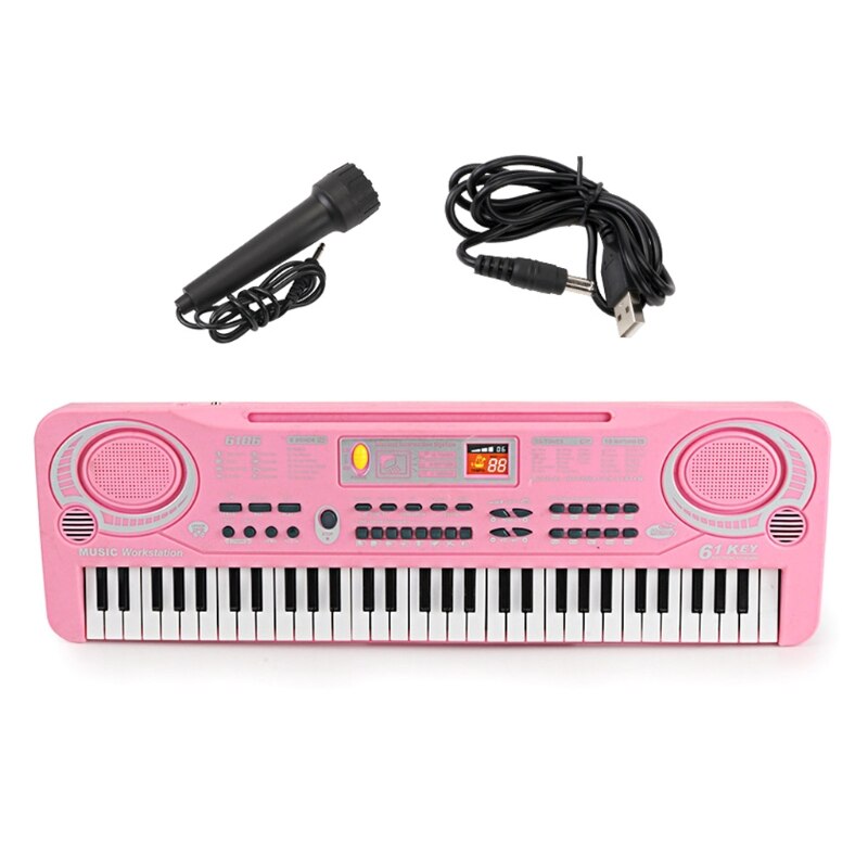 448D 61 Keys Electric Piano Music Electronic Keyboard Beginners Kids Mini Microphone