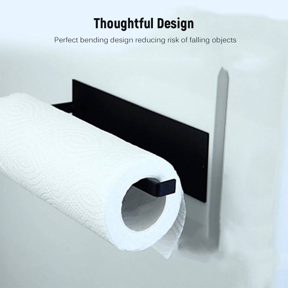Wall Mounted Towel Holder Paper Bar Bathroom Kitchen Storage Rack Adhesive Roll Organizer Wall Metal Toilet Paper Towel Hanger
