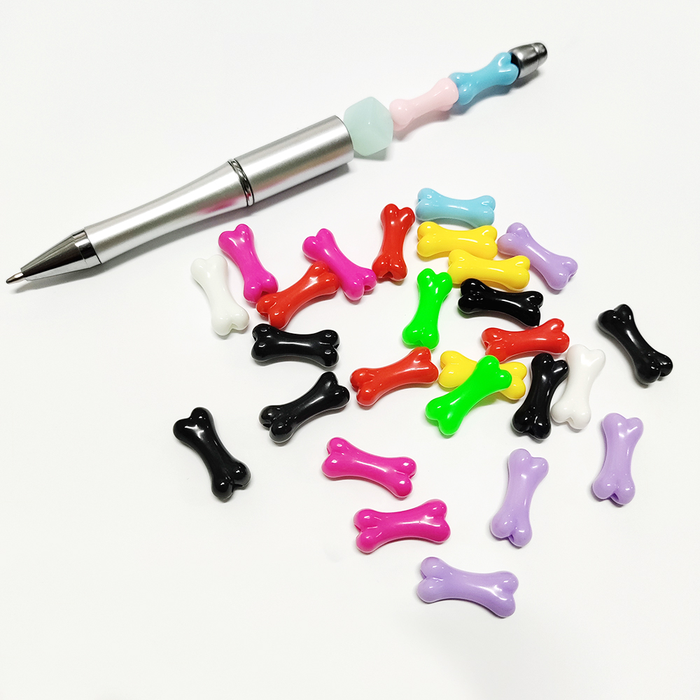 50 Uds. Cuentas acrílicas coloridas con forma de hueso, cuentas de hueso de cintura pequeña, pulsera DIY, collar, suministros para fabricación de joyas