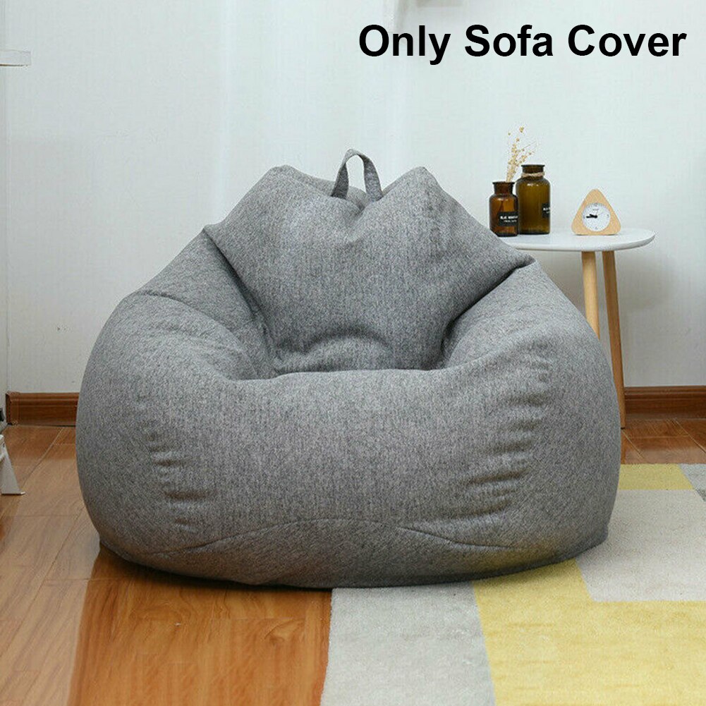 Large Cotton Linen Bean Bag Cover Indoor Living Room Easy Clean Home Nordic Style Playroom Without Filler Soft Bedroom