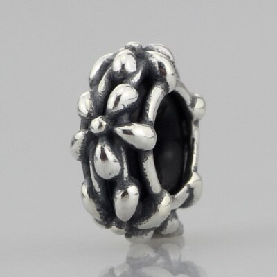 Authentic 925 Sterling Silver Spacer Stopper Mocha Bow Flower Footprint Bead Charm Fit Original Bracelet Jewelry: 9