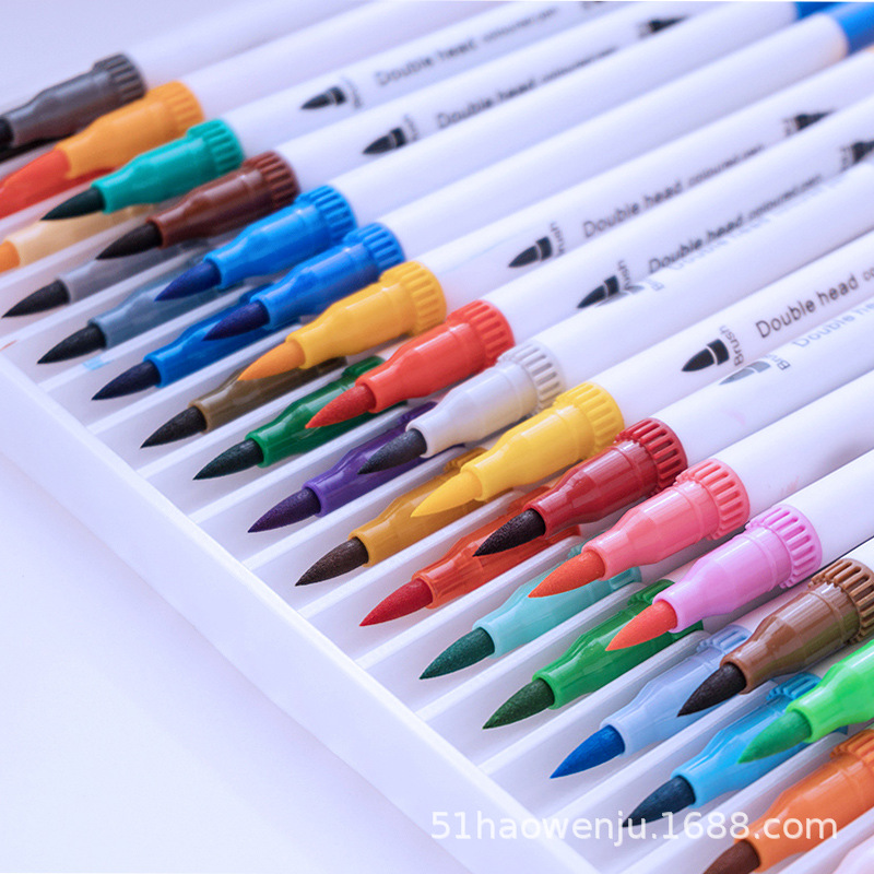 12/24/36/48/60/80/100 Ink Colored Art Marker Pen Set Calligraphy Dual-tip Paint Brush Drawing Painting Watercolor Pen Stationery